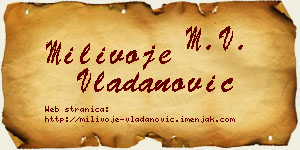 Milivoje Vladanović vizit kartica